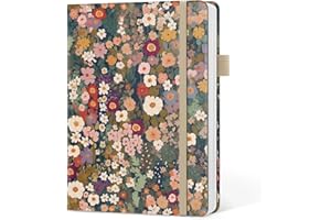 Taja Pretty Lined Journal for Women, Aesthetic Cute Hardcover Leather Journal for Writing, A5 College Ruled Notebook for Work & Note Taking, Perfect for Office School Home, 160 Pages, Garden