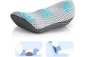 Powerole Lumbar Support Pillow, Memory Foam Cushion Back Support Pillow for Lower Back Pain Relief, Back Support Cushion Back Pillow for Office Chair, Car, Bed GreyWhite