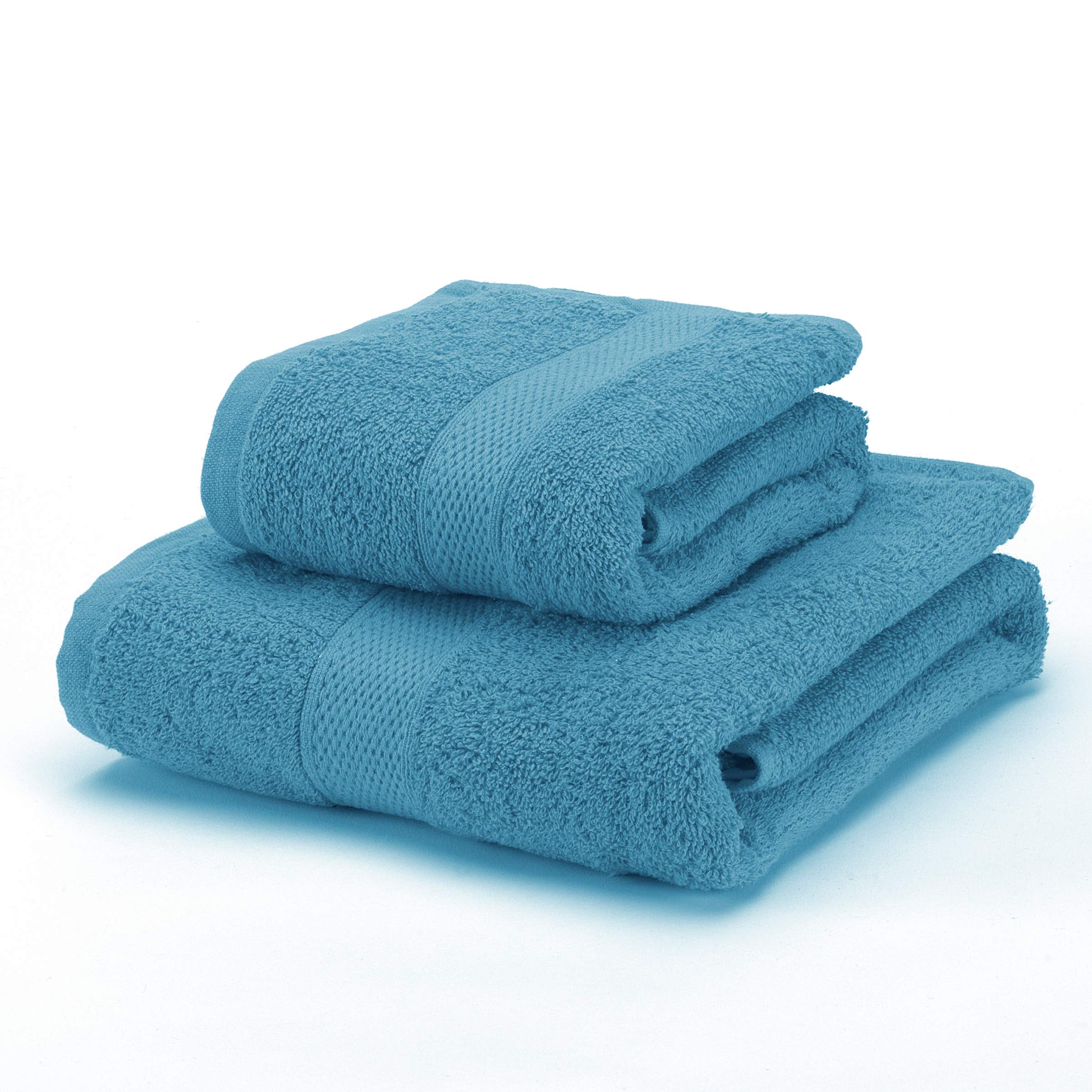 Boncasa - Towel Set – 100% Combed Cotton (Not Bonded) – Ring Spun Quality – Soft Heel – 450 g/m2 (Turquoise Blue, Set of 2 Pieces)