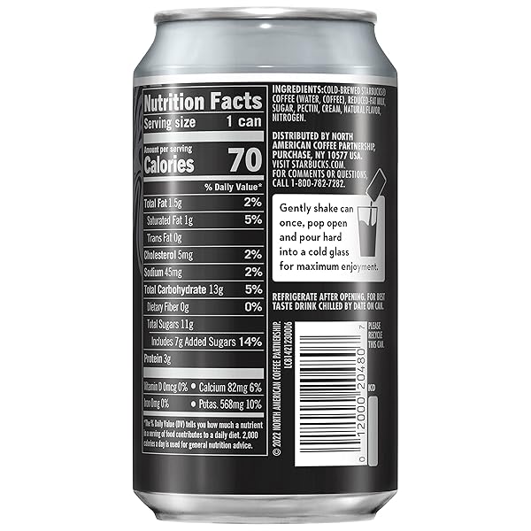 STARBUCKS NITRO COLD BREW COFFEE, SPLASH OF SWEET CREAM, 9.6 FL OZ CANS, ICED COFFEE, COLD BREW COFFEE, COFFEE DRINK (PACK OF 8)