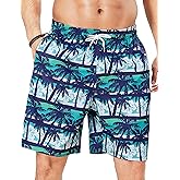 Enlision Mens Swim Trunks with Mesh Lining Quick Dry Beach Hawaiian Shorts with Pockets 7.5" Inseam Bathing Suit for Men