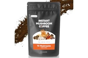 Chaism 10 Mushroom Coffee Instant - Arabica with Dual Extract: Maitake, Turkey Tail, Shiitake, Lion's Mane, Chaga and More, for Mental Focus Energy Boost Immune Support, 3.52oz