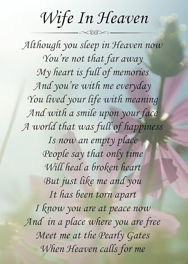 Wife In Heaven Memorial Graveside Poem Keepsake Card Includes Free Ground Stake F147 Amazon.co
