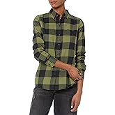 Amazon Essentials Womens Regular-Fit Long-Sleeve Lightweight Plaid Flannel Shirt