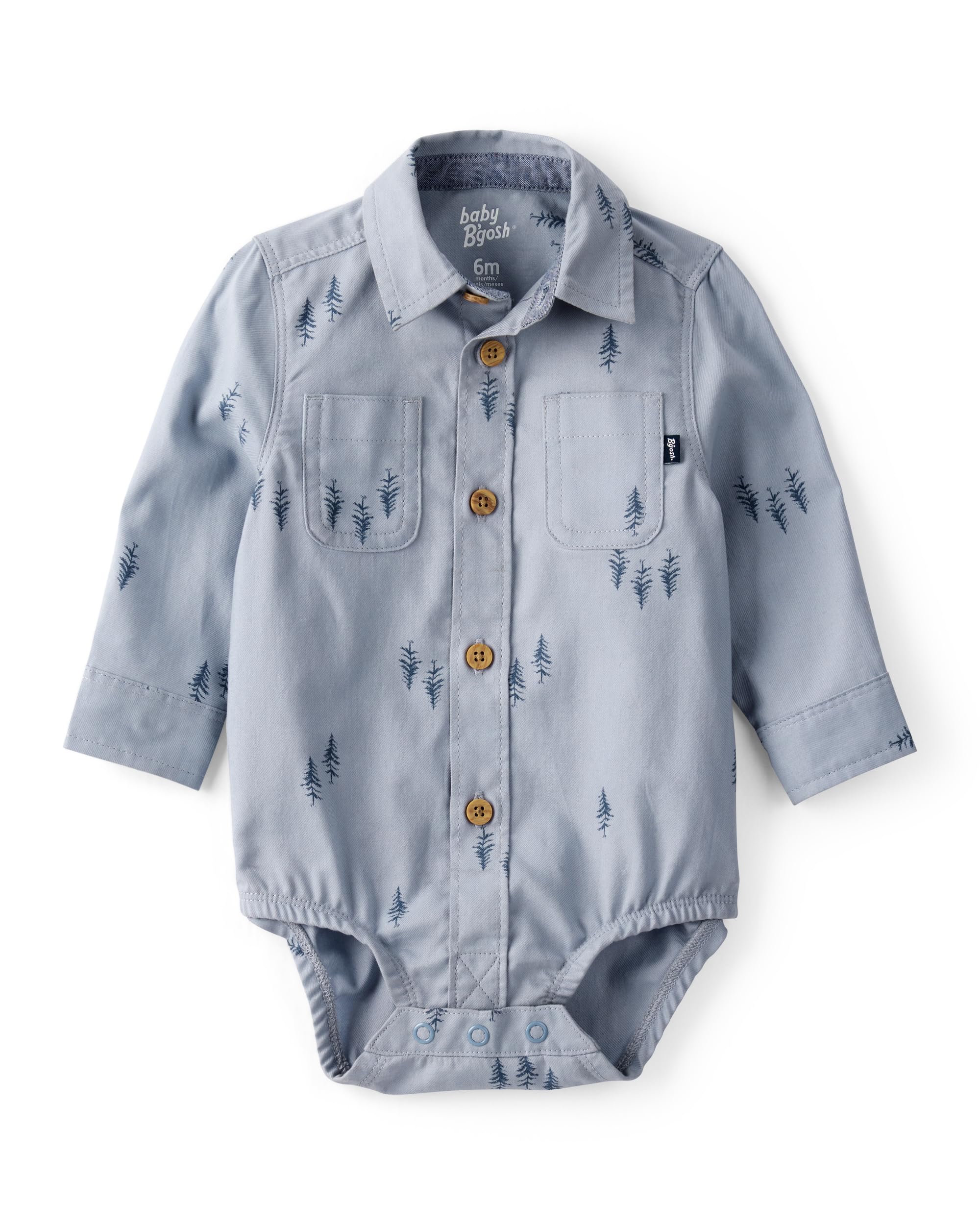 Oshkosh Boys Buttonfront Bodysuit, Blue Trees, 18M Image