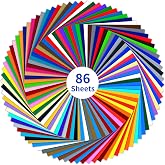 IModeur Permanent Adhesive Vinyl Bundle - 86 Pack Vinyl Sheets (12&rdquo;x12&rdquo;, Glossy, Matte, Metallic) for Most Cutting Machines and Party Decoration, Sticker, Craft Cutter, Car Decal
