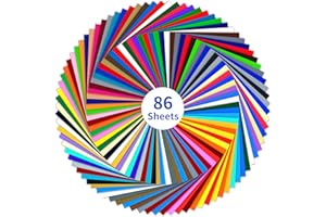 IModeur Permanent Adhesive Vinyl Bundle - 86 Pack Vinyl Sheets (12”x12”, Glossy, Matte, Metallic) for Most Cutting Machines and Party Decoration, Sticker, Craft Cutter, Car Decal
