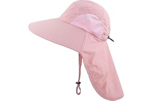 Muryobao Kids Girls Boys Sun Hat Wide Brim UPF50+ Mesh Hats with Neck Flap