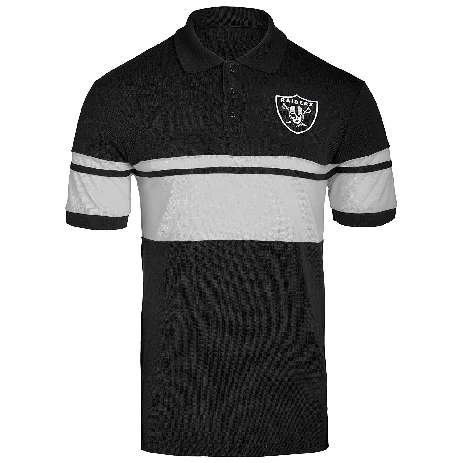 FOCO NFL Oakland Raiders Football Team Logo Cotton Stripe Polo Shirt, Team Color, X-Large Image