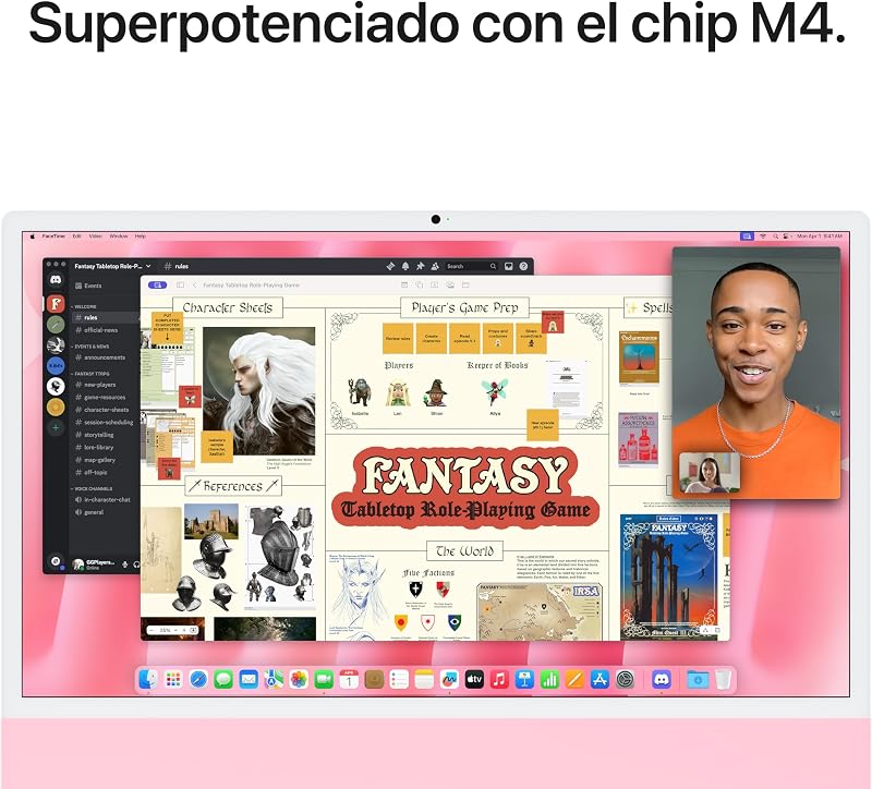 iMac Ordenador de Mesa Todo en uno con Chip M4, CPU y GPU de 10 núcleos: diseñado para Apple Intelligence, Pantalla Retina de 24″, 16 GB de Memoria unificada, SSD de 512 GB - Rosa