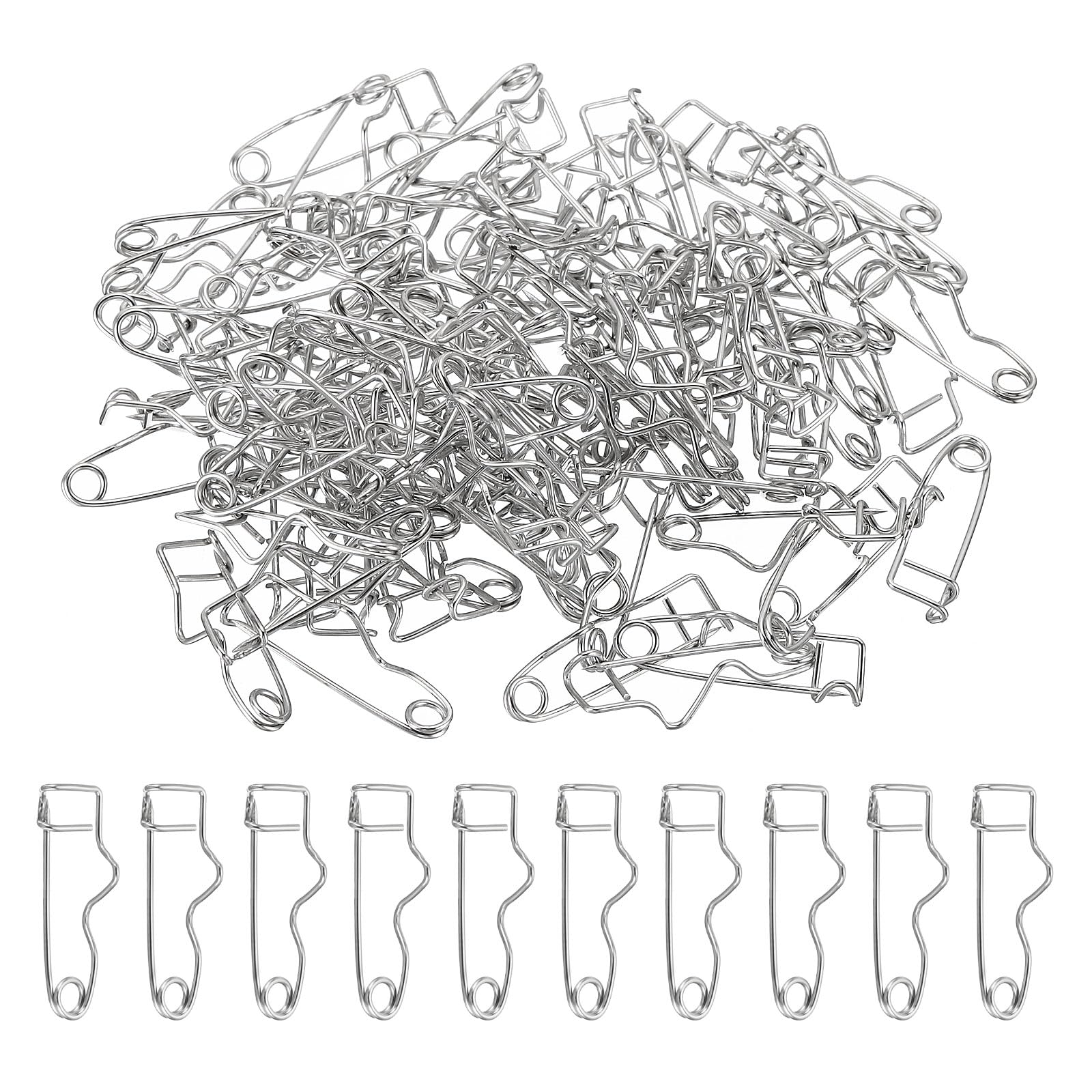 PATIKIL Safety Pin, 100 Pcs Steel Wire S-Shaped Curved Pins 1.1" Sturdy Bulk Pins for Cloth Blankets Craft DIY Jewelry Making, Silver