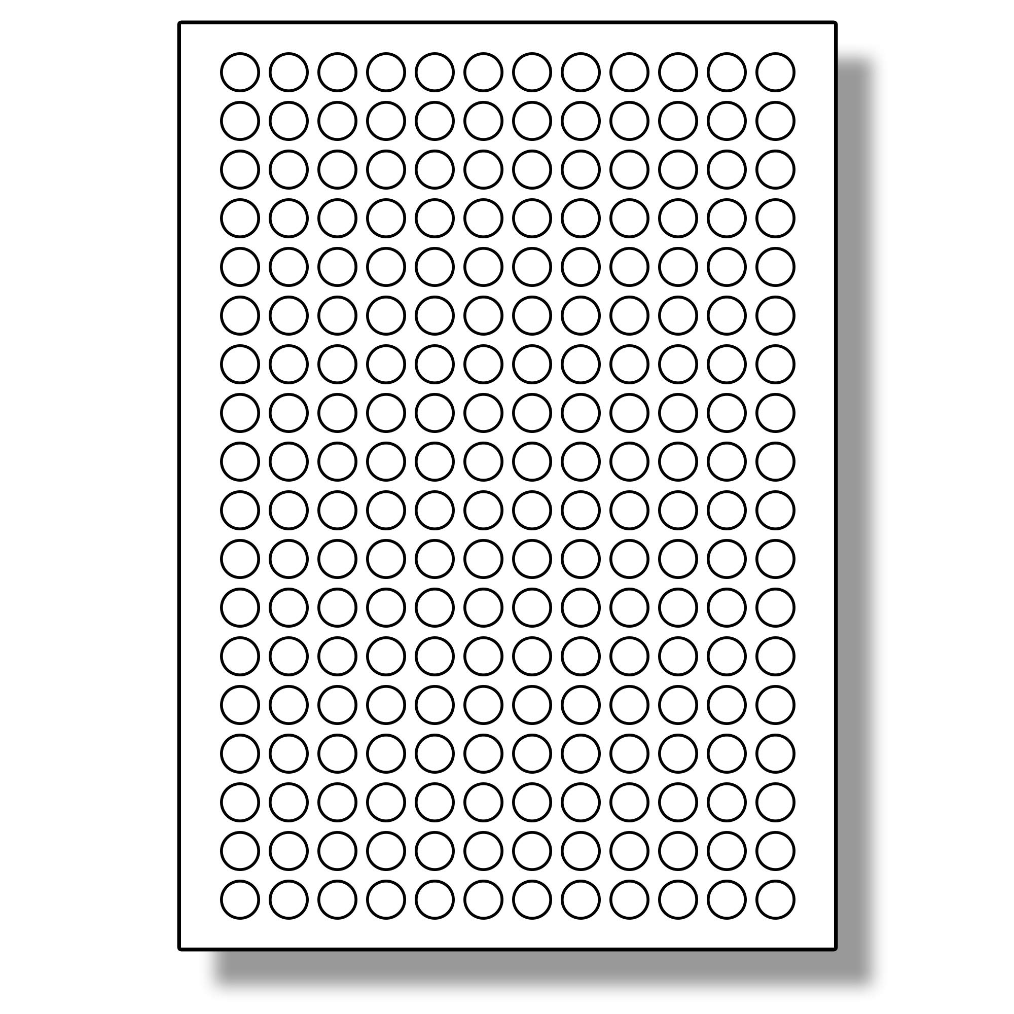 Label Planet® 216 Per Page/Sheet, 5 Sheets (1080 Round Sticky Labels), White Blank Matt A4 Circular Circle Price Pricing Stickers, for Laser or Inkjet Printer, UK LP216/13R, 13MM Diameter Circles