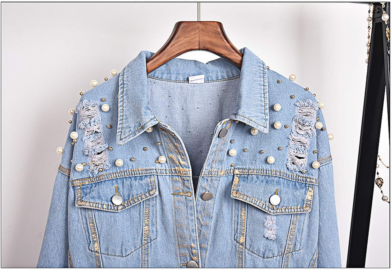 pearl studded jean jacket