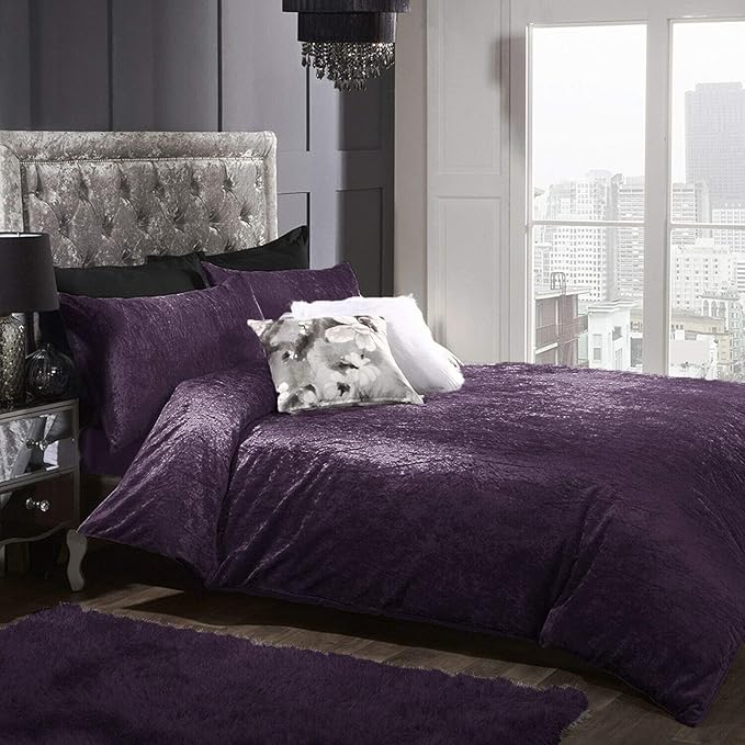 LUXURIOUS FULL VELOUR CRUSHED VELVET DUVET COVER & PILLOWCASE/S BED