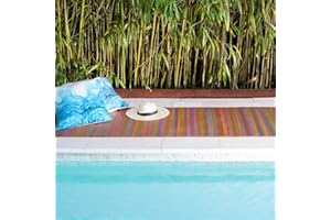 Fab Habitat Striped Outdoor Rug - Waterproof, Fade Resistant, Crease-Free, Reversible - Premium Recycled Plastic - Patio Porch Balcony Deck - Cancun Multicolor - 8x10 ft