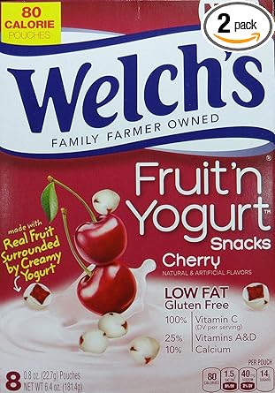Amazon Com Welch S Cherry Fruit N Yogurt Snacks 8 Pouches 6 4 Oz 181 4g 2 Packs