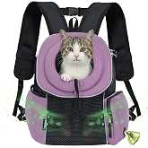 PetAmi Dog Carrier Backpack, Hands Free Front Pet Carrier, 10 lbs, Purple | Adjustable Ventilated Reflective Travel Bag, Breathable Mesh, Safety Leash for Hiking Camping Biking Walking, Small Dogs Cats