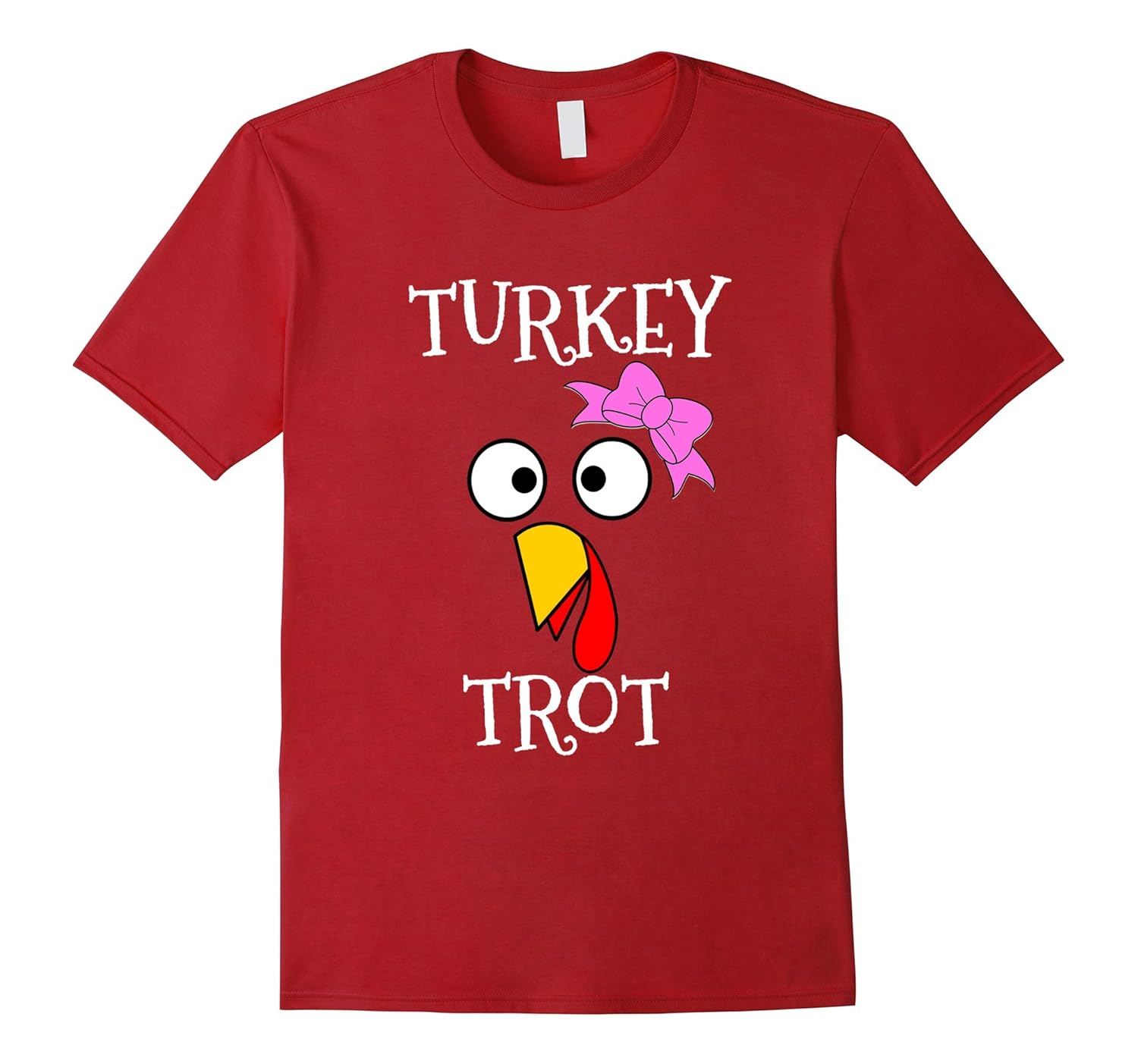 Turkey Trot Pink Bow Funny Face Thanksgiving Running T Shirt-ANZ