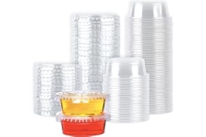 [50 Sets] Jello Shot Cups Condiment Containers with Lids Sauce Portion Cups Dressing Container Small Plastic Containers with 