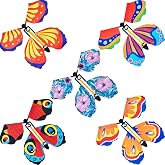 Sumind 5 Pcs Flying Butterfly Wind up Magic Butterfly Cards Toys for Kids | Surprise Insert Fly Explosion Box, 5.2 inch,Rubber Band Butterflies Toys, Colorful Bookmark Gifts, Wedding Birthday Party