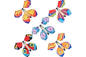 Sumind 5 Pcs Butterfly Wind up Magic Flying Butterfly Cards Surprise Insert Fly Toys Rubber Band Butterflies Toys for Explosion Box Colorful Bookmark Gifts