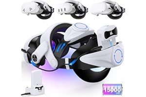 KawayeReal Head Strap for Meta Quest 3/3S/2 with 2×7500mAh Hot Swappable Detachable Batteries & Charging Dock, Adjustable Elite Strap Replacement for 6-8H Playtime, Comfortable VR Accessory - MQ3002