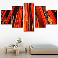 SIGNWIN 5 Panel Canvas Wall Art Modern Art Abstract Closeup Geometric Lights Mixed Media Modern Multicolor for Home Decorations Ready to Hang - 60