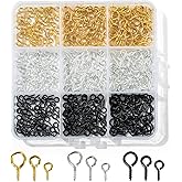 450pcs Small Screw Pins Eye Pins, 3 Color Eye Hooks Screw for Jewelry Making & Bead Charms, Eye Screws for Art Projects, Eye Hooks for Crafts (Gold Silver Balck, 3 Sizer)