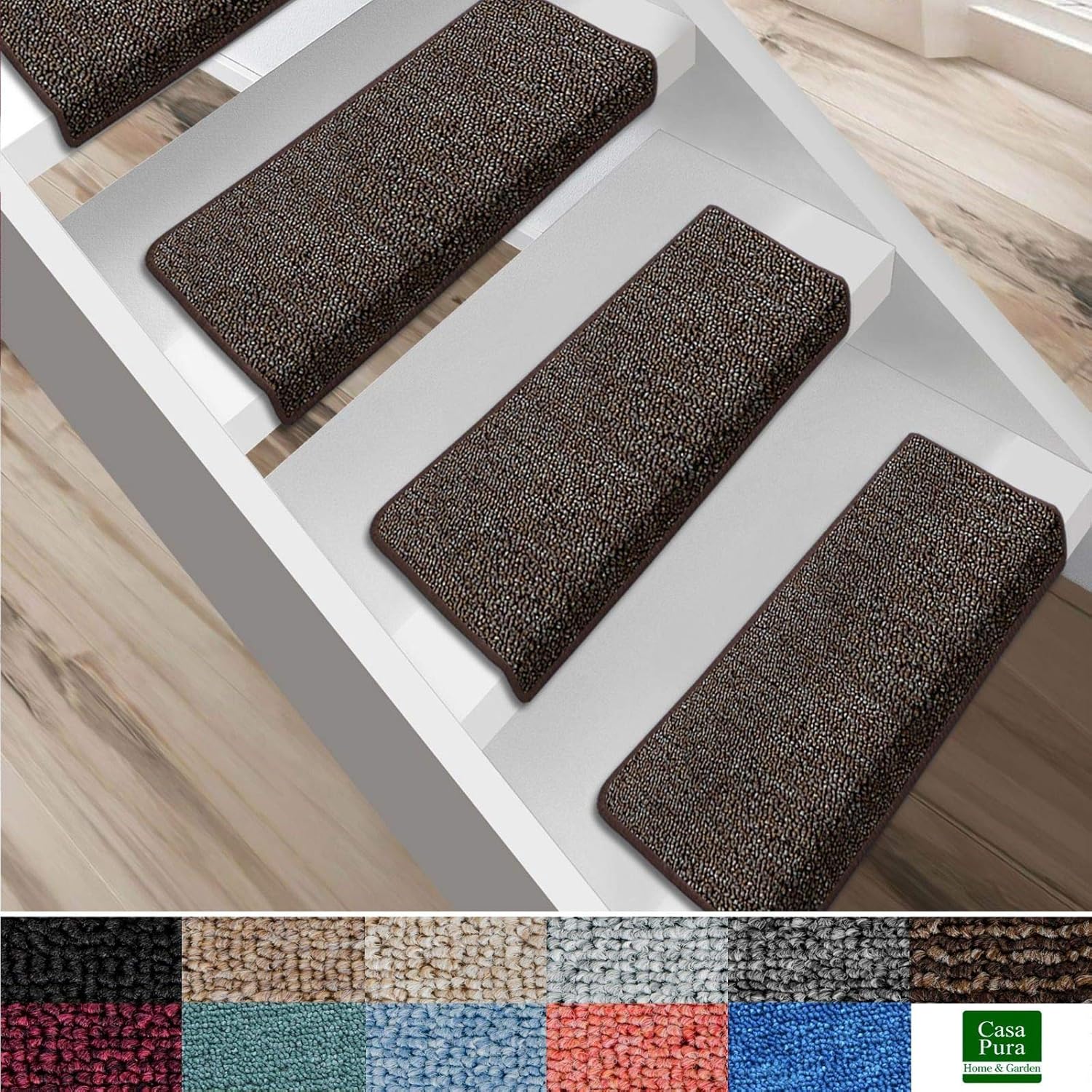 casa pura Stair Tread Carpet Mats London 15 Piece Set