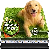Hompet Dog Grass Pad with Tray Large, 35"x22.5", 2 Reusable Artificial Turf for Dogs Potty, Waterproof Non-Slip Washable Pee