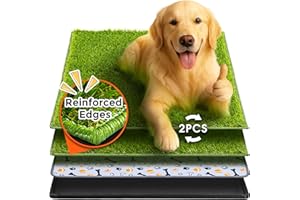 Hompet Dog Grass Pad with Tray Large, 35"x22.5", 2 Reusable Artificial Turf for Dogs Potty, Waterproof Non-Slip Washable Pee 