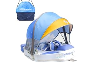 LURUI Baby Floats for Pool with Canopy Removable Sun Protection Canopy Mambobaby Float Non Inflatable Upgrade Add Tail Avoid Flip Waterproof Skin-Friendly Infant Swim Float 3-24 Months