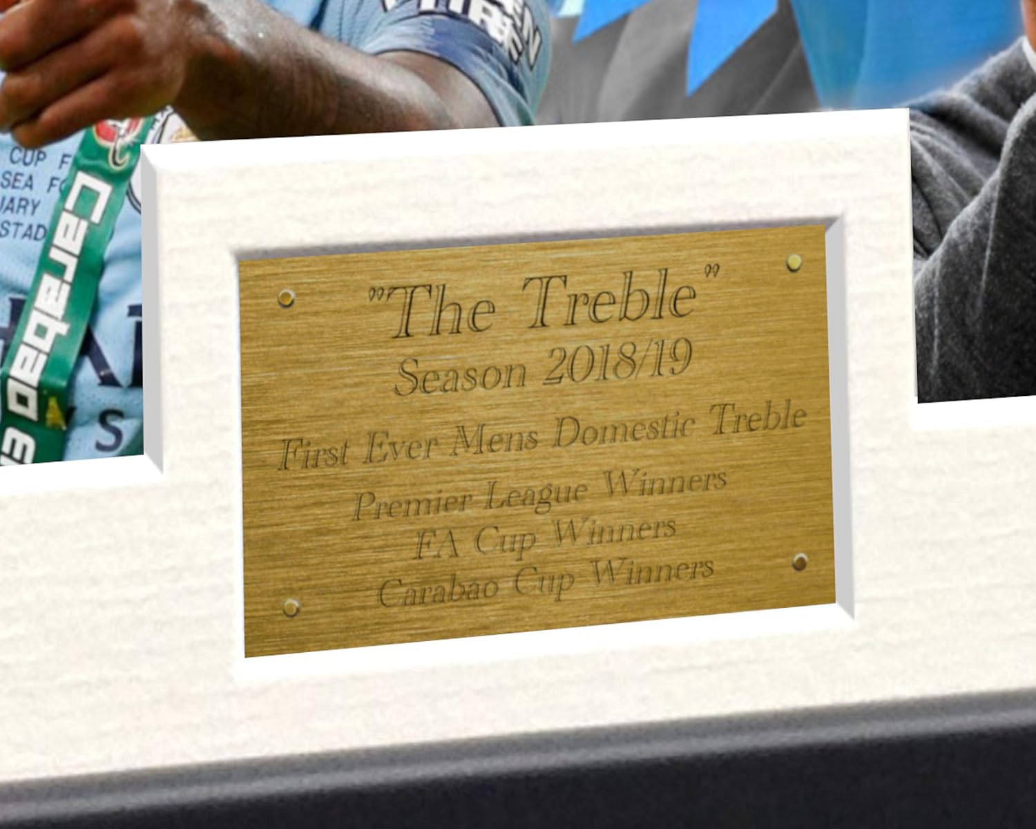 Kitbags & Lockers 2018/19" THE TREBLE 12x8 A4 Signed Manchester City Guardiola De Bruyne Agüero Sterling Jesus Sane Autographed Photo Photograph Picture Frame Soccer Gift - Image 3