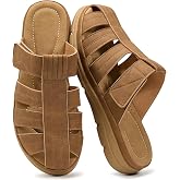 Ecetana Closed Toe Sandals for Women: Comfortable Slip On Fisherman Clogs | Cushioned Memory Foam, Arch Support Mules for Women, Adjustable Hook Loop Strap, Summer Indoor/Outdoor Walking Shoes