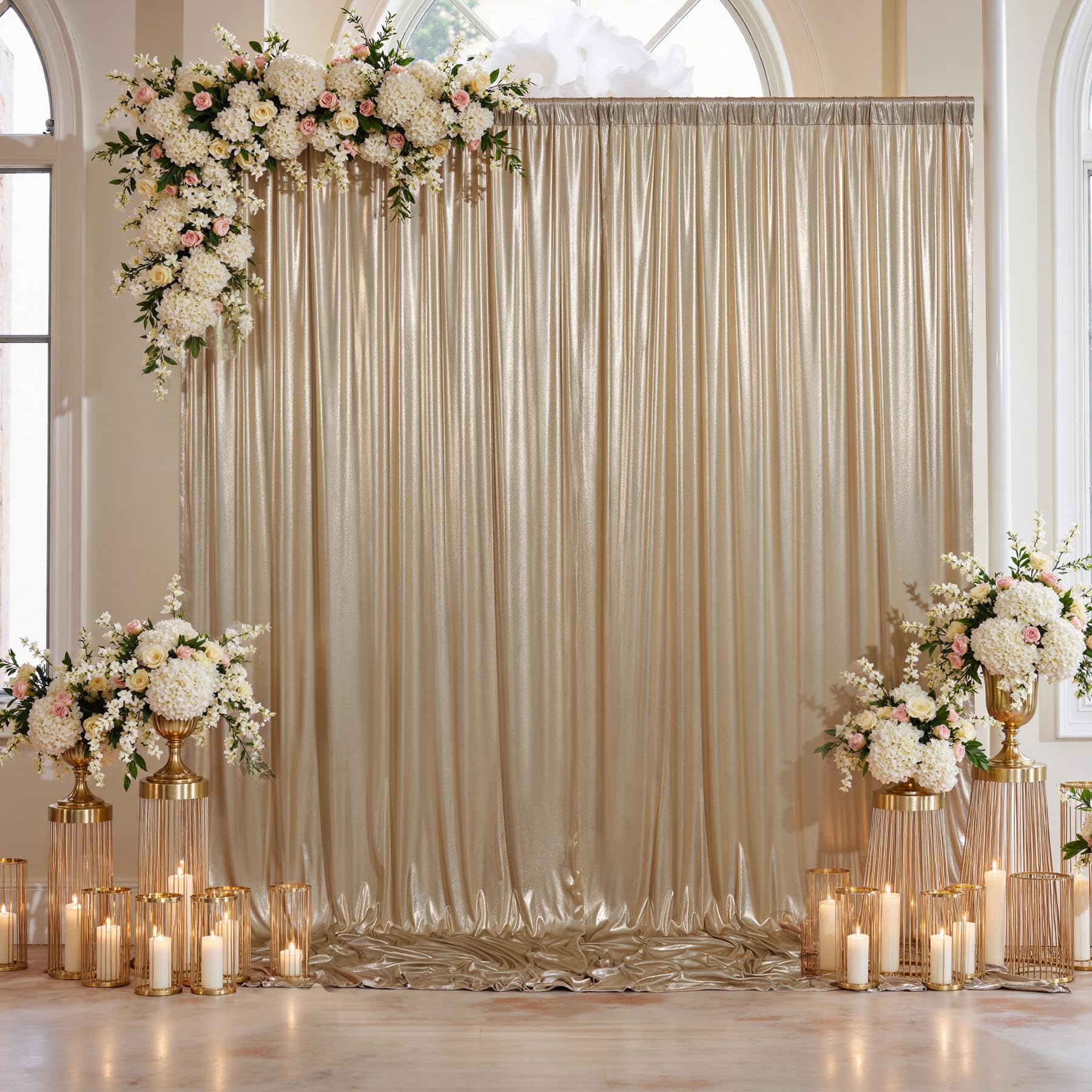 Photo 1 of 10x10ft Thick Champagne Glitter Backdrop Curtain Panels for Parties, Wrinkle Free Sequin Sparking Photo Backdrop Drapes, 2 Panels 5x10ft Shimmer Back Drop Cloth for Wedding Birthday Photography