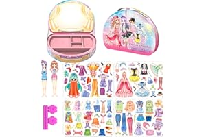 DANIEL AXEL Magnetic Dress Up Paper Doll Pretend Play Game Toys,Dollhouse Magnet People Clothes Puzzles Development for 3+ Year Old Girls Toddler,Preschool Learning Created Imagine Birthday Gift (E Set)