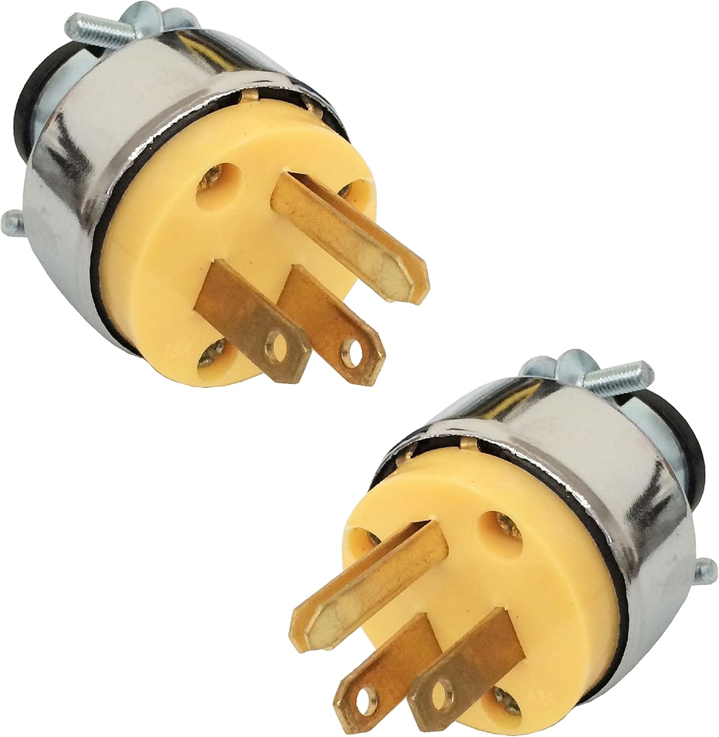 WennoW 2pc Male Extension Cord Replacement Electrical Plugs 15AMP 125V