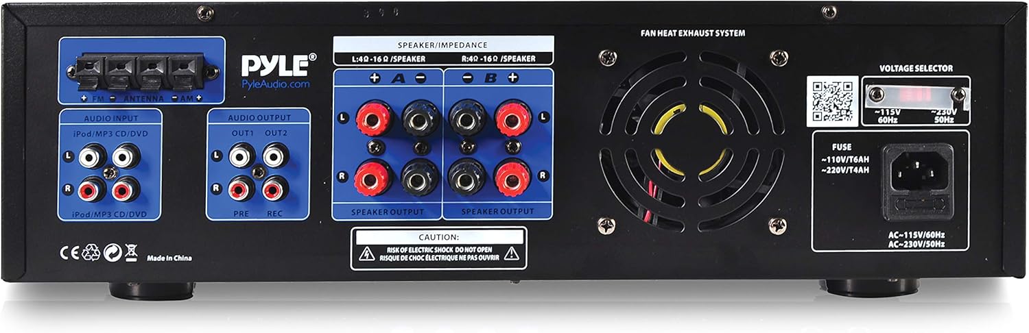 Wireless Bluetooth Power Amplifier System 300W 4 Channel Home Theater Audio Stereo Sound Receiver Box Entertainment w/ USB, RCA, 3.5mm AUX, LED, Remote for Speaker, PA, Studio-Pyle PT390BTU,BLACK: Home Audio & Theater