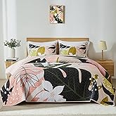 Yogeneg King Quilt Bedding Set,Elegant Botanical Pattern Oliver Green King/Cal King Quilt Set,3 Piece Lightweight Soft Summer Bedspread Coverlet with 2 PIillow Shams,All Season(Oliver Green,110"x96")