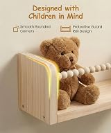 Mazjoaru 40cm Nursery Shelves Set of 3 Pine Wood Wall Shelves view 5