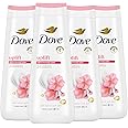 Dove Body Wash 4 Count for 24hr Lotion-Soft Skin Uplift Sakura Blossom and Yuzu Moisturizing Skin Cleanser with No Sulfates No Parabens
