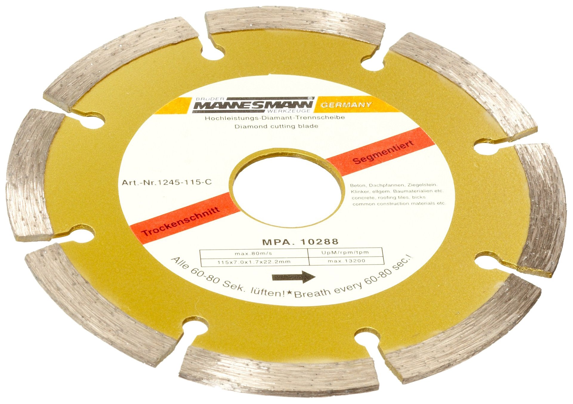 Mannesmann M 1245-115 Diamond Cutting Disc Segmented 115 mm Diameter