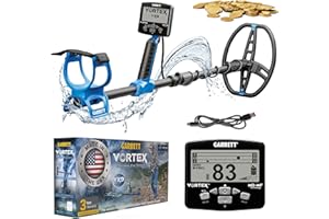 GARRETT METAL DETECTORS Garrett Vortex VX9 - Made in The USA - Metal Detector for Adults - MD-MF Tech - Waterproof to 16 ft, 8.5” x 11” Searchcoil, 7 Frequency Options, Three-Tiered Target ID Scales - Weighs 2.9 Pounds