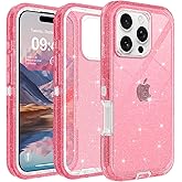 TUTUKII for iPhone 16 Pro Max Case Clear, Anti-Drop, Transparen, Shockproof, Military Grade Drop Protection, Heavy Duty Protective Phone Case Cover for 16 Pro Max 6.7", Pink Glitter