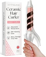 Lily England 25mm Hair Curling Wand Ceramic Curling Tongs Rose Gold 100-200°C view 1