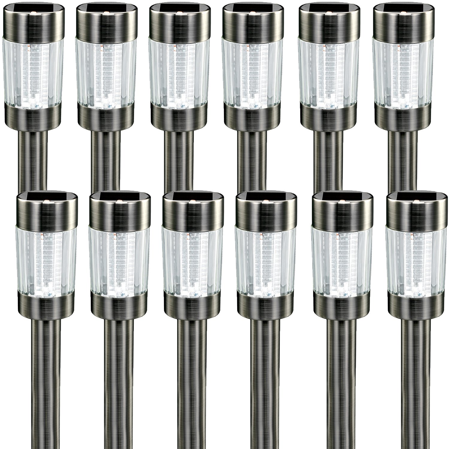 (12 Pack) Westinghouse 758365-11WHW Pinnacle Solar Garden Stake Light (Gunmetal)