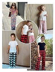 Arshiner Pajama Pants for Girls Long Sleep Plaid