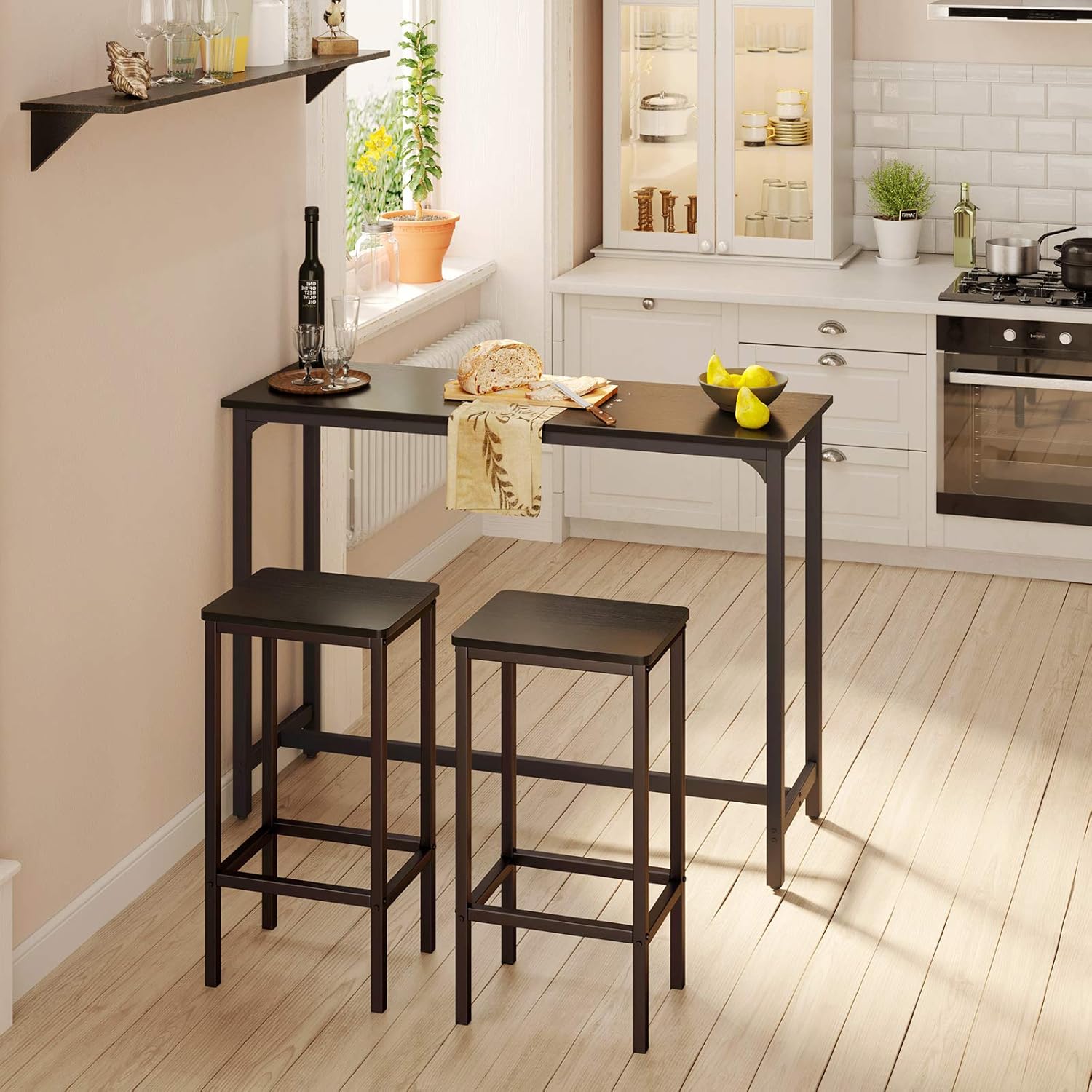 ODK 47" Bar Table, Bar Height Pub Table, Rectangular High Top Kitchen & Dining Tables with Sturdy Legs & Easy-to-Clean Top & 10 Min Quick Assembly, Indoor use, Black: Kitchen & Dining