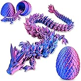 LOCYFENS 3D Printed Dragon Eggs With Articulated Toy Inside - Crystal Red Blue