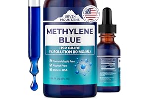 SEVEN MOUNTAINS Methylene Blue Drops - 1% USP Pharmaceutical Grade Methylene Blue for Humans Liquid Formula – Made in USA, 1.69 fl oz (50ml), No Formaldehyde - Brain Health Support for Memory and Focus